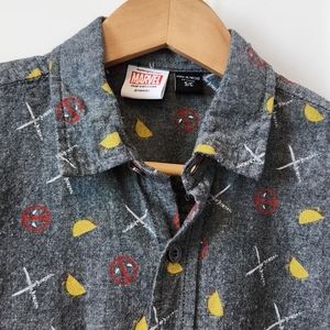 Marvel Deadpool Casual/Dress Button Up Woven Shirt - Men's Small